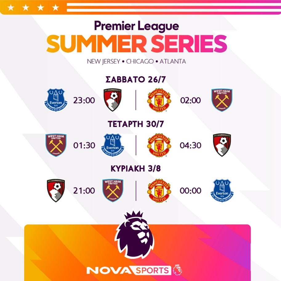 Premier League Summer Series πρόγραμμα αγώνων